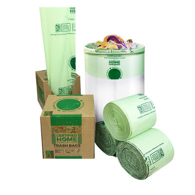 Sustainable Eco Friendly Cornstarch Based 100% Compostable Custom logo Print Biodegradable Disposable Portable Trash Bin Liner
