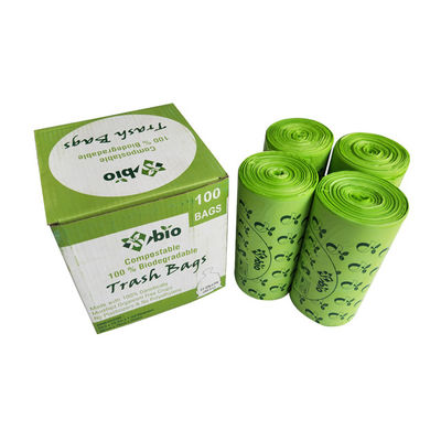 Sustainable Eco Friendly Cornstarch Based 100% Compostable Custom logo Print Biodegradable Disposable Portable Trash Bin Liner