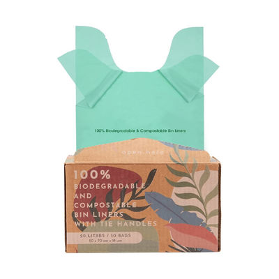 Good price Wave Top Handle Compostable Garbage Bags Non Toxic With Retail Dispenser Box online