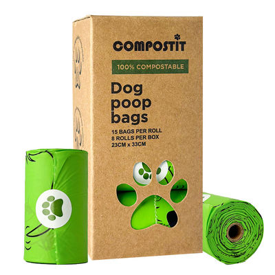 Customizable Flat Top Compostable Pet Waste Bags Retail Box Packed